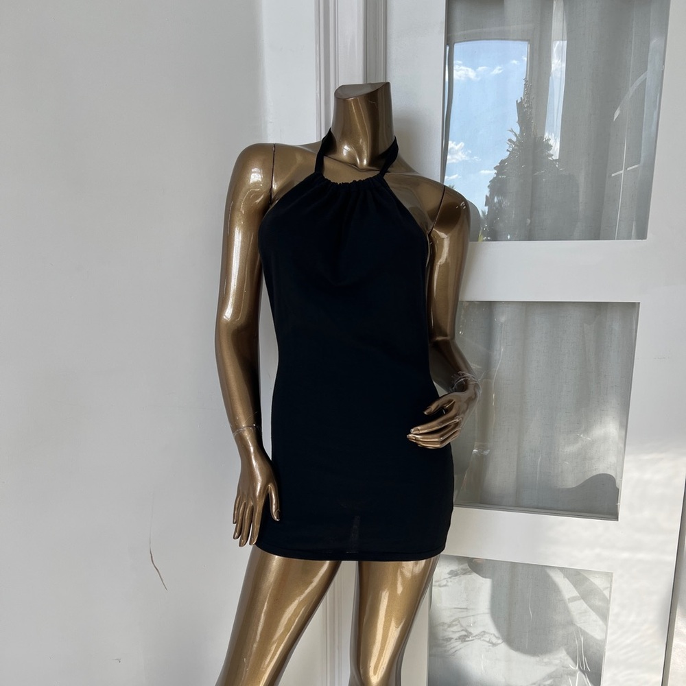 Brand New! Glam black mini halter dress with stretchy fabric #partyvibes